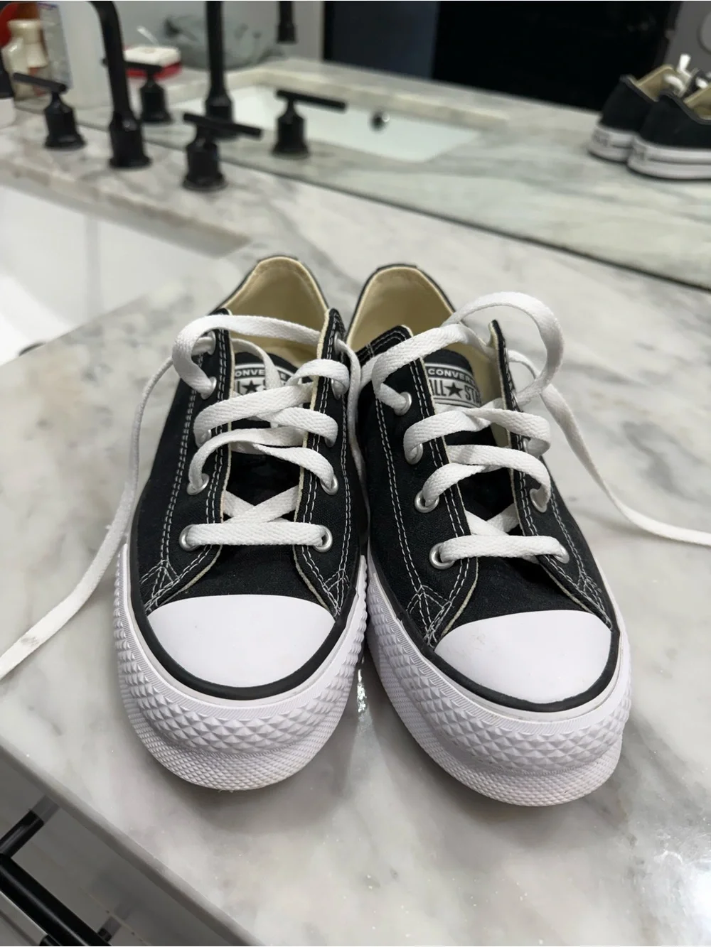 Converse Kids Black and White Low-Top Canvas Sneakers